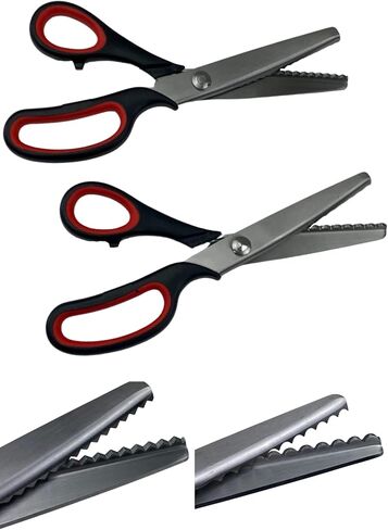 LIZARA Professional Heavy Duty Pinking Shears Scissors for Fabric | Pack of ZigZag Scissors and Scalloped Pattern Scissors | Pinking Shears for Fabric Cutting | fabric scissors | craft scissors in Saudi Arabia