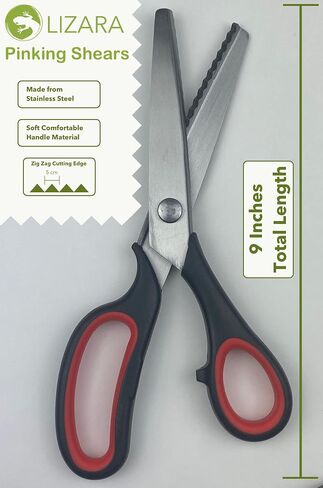 LIZARA Professional Heavy Duty Pinking Shears Scissors for Fabric | Pack of ZigZag Scissors and Scalloped Pattern Scissors | Pinking Shears for Fabric Cutting | fabric scissors | craft scissors in Saudi Arabia