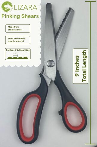 LIZARA Professional Heavy Duty Pinking Shears Scissors for Fabric | Pack of ZigZag Scissors and Scalloped Pattern Scissors | Pinking Shears for Fabric Cutting | fabric scissors | craft scissors in Saudi Arabia