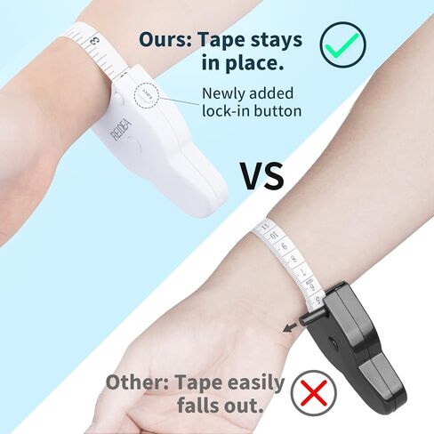 شريط قياس الجسم REIDEA مقاس 60 بوصة (150 سم)، دبوس قفل وزر ضغط، تصميم مريح ومحمول، بما في ذلك. مجموعة إضافية (1 × شريط قياس الملابس 79 بوصة، 1 × 60 بوصة شريط قياس صغير قابل للسحب)، أسود in Kuwait