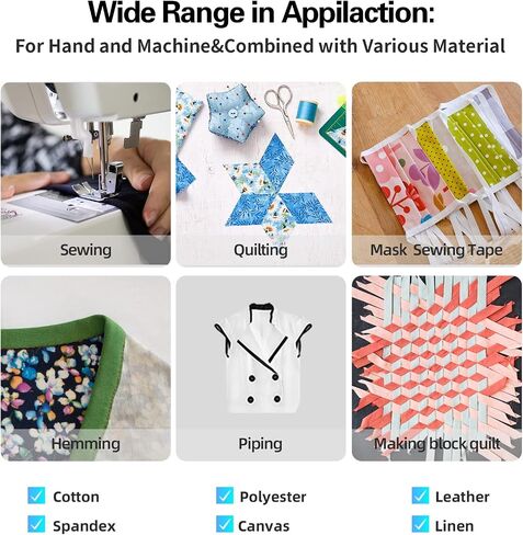 Tewadoo Bias Tape Double Fold 1/2 Inch White 55 Yds for Sewing in Saudi Arabia