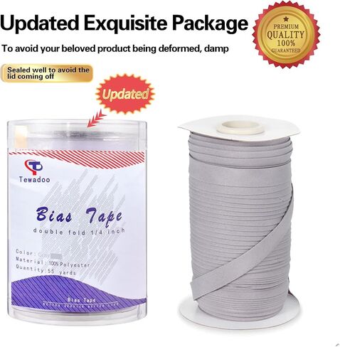 Tewadoo Bias Tape Double Fold 1/2 Inch White 55 Yds for Sewing in Saudi Arabia