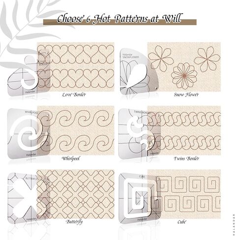 6P Free Motion Quilting Templates with Frame/Foot/Stickers/Guide in Kuwait
