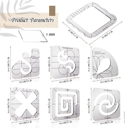 6P Free Motion Quilting Templates with Frame/Foot/Stickers/Guide in Kuwait
