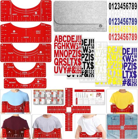 Tshirt Ruler Guide for Vinyl Alignment - T Shirt Ruler Guide for Heat Press, Shirt Measurement Tool for Heat Press, T-Shirt Ruler Centering Guide with Stickers in Kuwait