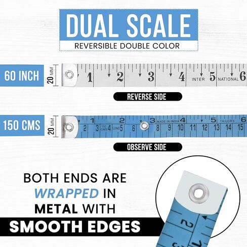 Pack of 2 Fabric Tape Measure, Measuring Tape for Body |Soft Measuring Tape for Sewing Cloth & Weight Loss Medical Body Measurement Nursing Craft 60 inch,150 cm in Kuwait