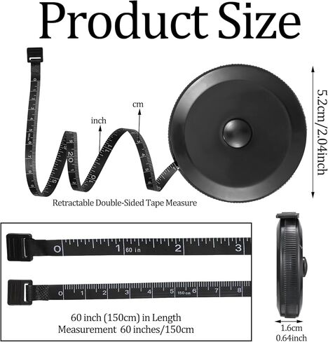 شريط قياس أوروراي لقياسات الجسم، 7 عبوات 60 بوصة شريط قياس الخياطة قابل للسحب من القماش الناعم شريط قياس مزدوج الجوانب شريط قياس حشو للتخزين، متعدد الألوان in Kuwait