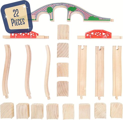 كوندكتور كارل بريدج بونانزا (22 قطعة)، مجموعة جسر سكة قطار خشبية وجسر الطوب in Kuwait