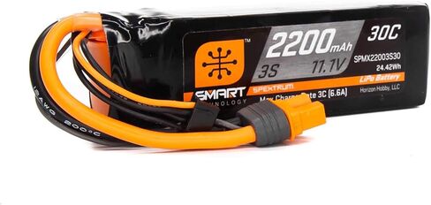 Spektrum Smart RC LiPo Battery Pack: 2200mAh 3S 11.1V 30C with IC3 Connector (EC3 Compatible), SPMX22003S30, Black in Saudi Arabia