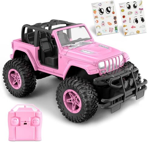 NQD Pink RC Cars 1:16 Scale with DIY Sticker, Remote Control Car for Girls, 80 Min Play 2.4Ghz Jeep RC Trucks,Little Girl Toys Gifts for 4-5 6-7 8-10 Years Old in Saudi Arabia