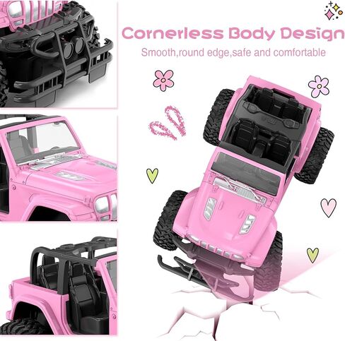 NQD Pink RC Cars 1:16 Scale with DIY Sticker, Remote Control Car for Girls, 80 Min Play 2.4Ghz Jeep RC Trucks,Little Girl Toys Gifts for 4-5 6-7 8-10 Years Old in Saudi Arabia