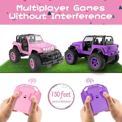 NQD Pink RC Cars 1:16 Scale with DIY Sticker, Remote Control Car for Girls, 80 Min Play 2.4Ghz Jeep RC Trucks,Little Girl Toys Gifts for 4-5 6-7 8-10 Years Old in Saudi Arabia