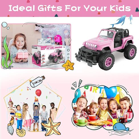 NQD Pink RC Cars 1:16 Scale with DIY Sticker, Remote Control Car for Girls, 80 Min Play 2.4Ghz Jeep RC Trucks,Little Girl Toys Gifts for 4-5 6-7 8-10 Years Old in Saudi Arabia