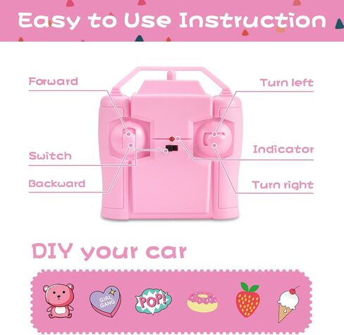 NQD Pink RC Cars 1:16 Scale with DIY Sticker, Remote Control Car for Girls, 80 Min Play 2.4Ghz Jeep RC Trucks,Little Girl Toys Gifts for 4-5 6-7 8-10 Years Old in Saudi Arabia