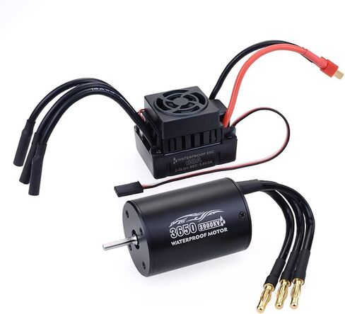 محرك RC بدون فرشاة ESC كومبو: محرك بدون فرشاة 3650 3900KV ومجموعة ESC كومبو 60 أمبير مقاومة للماء لسيارات التحكم عن بعد 1/10 والشاحنات والمركبات على الطرق الوعرة in Kuwait
