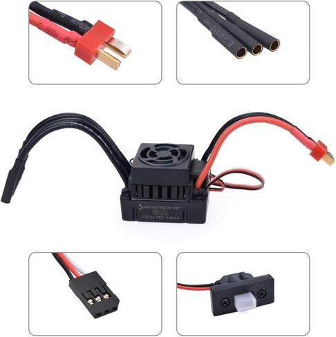 محرك RC بدون فرشاة ESC كومبو: محرك بدون فرشاة 3650 3900KV ومجموعة ESC كومبو 60 أمبير مقاومة للماء لسيارات التحكم عن بعد 1/10 والشاحنات والمركبات على الطرق الوعرة in Kuwait