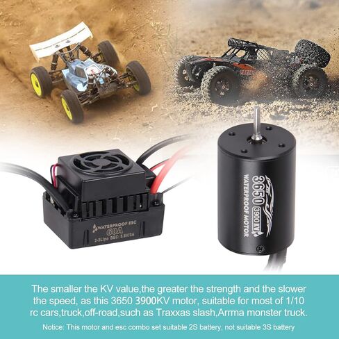 محرك RC بدون فرشاة ESC كومبو: محرك بدون فرشاة 3650 3900KV ومجموعة ESC كومبو 60 أمبير مقاومة للماء لسيارات التحكم عن بعد 1/10 والشاحنات والمركبات على الطرق الوعرة in Kuwait