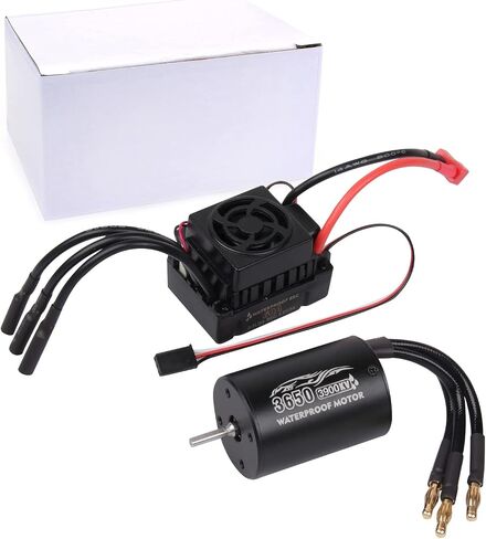 محرك RC بدون فرشاة ESC كومبو: محرك بدون فرشاة 3650 3900KV ومجموعة ESC كومبو 60 أمبير مقاومة للماء لسيارات التحكم عن بعد 1/10 والشاحنات والمركبات على الطرق الوعرة in Kuwait