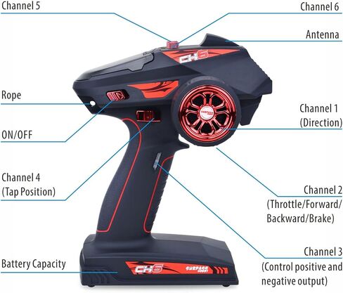 Surpass Hobby 6CH Transmitter Remote Controller 2.4GHZ Super Response 6 Channel Radio Controller with X6F Receiver for Remote Car/Boat/Tank Model Remote Controller … in Saudi Arabia