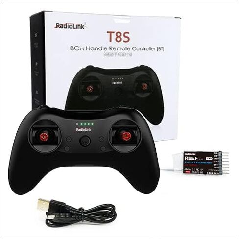 Radiolink T8S 8 قنوات 2.4 جيجا هرتز RC جهاز إرسال واستقبال R8EF RX، جهاز التحكم عن بعد وجهاز التحكم المدمج في بطارية قابلة للشحن للرباعية/الطائرة/السيارة/القارب والمزيد (الوضع 2 اليد اليسرى) in Saudi Arabia