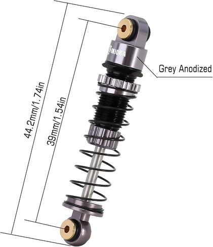 صدمات INJORA 39 مم - مخمد زيت ممتص للصدمات من الألومنيوم قابل للتعديل لـ SCX24 Gladiator C10 JLU Deadbolt B17 Axial 1/24 RC أجزاء ترقية السيارة الزاحفة (أسود وأحمر) in Kuwait