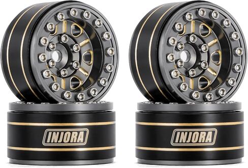 عجلة INJORA النحاسية 1.0 Beadlock - عجلات إزاحة سلبية 3.15 مم لـ 1/18 TRX4M SCX24 Gladiator Bronco C10 JLU Deadbolt Axial 1/24 Crawler (رمادي) in Kuwait