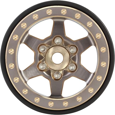 INJORA 1.0 Plus Brass Beadlock Wheel Rims 6-Spoke Wheels for TRX4M SCX24 FCX24 1/24 1/18 RC Crawler,42g/pcs (Black&Gold) in Kuwait