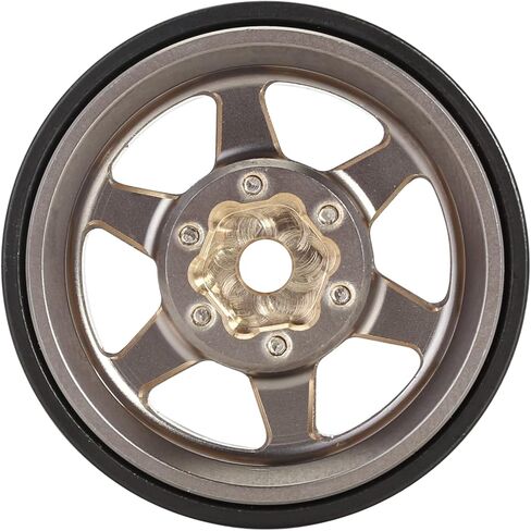INJORA 1.0 Plus Brass Beadlock Wheel Rims 6-Spoke Wheels for TRX4M SCX24 FCX24 1/24 1/18 RC Crawler,42g/pcs (Black&Gold) in Kuwait