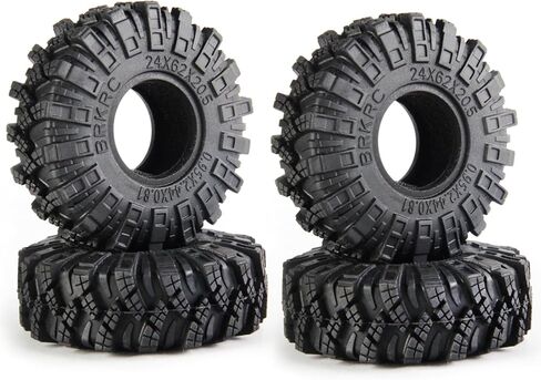 4 قطع من Mriuuod 1.0 إطارات مطاطية ناعمة للتضاريس الطينية لـ 1/18 TRX4M محوري SCX24 Gladiator Bronco C10 JLU Deadbolt FCX24 AX24 1/24 أجزاء ترقية 62 × 20.5 مم/2.44 × 0.81 بوصة in Kuwait