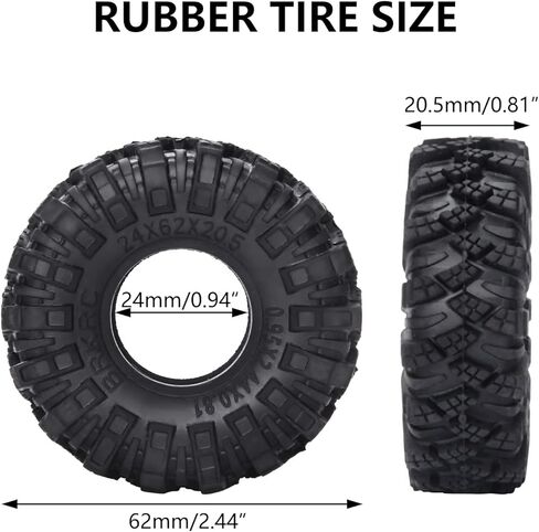 4 قطع من Mriuuod 1.0 إطارات مطاطية ناعمة للتضاريس الطينية لـ 1/18 TRX4M محوري SCX24 Gladiator Bronco C10 JLU Deadbolt FCX24 AX24 1/24 أجزاء ترقية 62 × 20.5 مم/2.44 × 0.81 بوصة in Kuwait