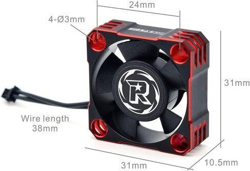 Surpass Motor Cooling Fan, Rocket V2 28000RPM Cooling Fan Brushless ESC Alluminum Motor Heat Sink Fitted Turbo ESC A3 with XH Connect for RC Car 1/8 1/10 (Red&Black) in Kuwait