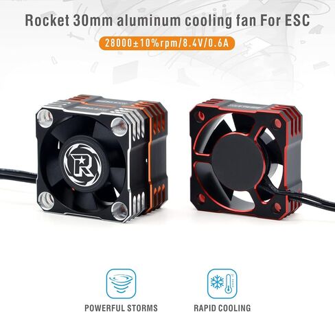Surpass Motor Cooling Fan, Rocket V2 28000RPM Cooling Fan Brushless ESC Alluminum Motor Heat Sink Fitted Turbo ESC A3 with XH Connect for RC Car 1/8 1/10 (Red&Black) in Kuwait