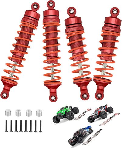 جزء ترقية صدمات Rcarmumb RC لـ 1/10 Arrma Granite 4X4 Senton 4X4 Bigrock 4X4 Typhon 4X4، 4 قطع من الصدمات الأمامية والخلفية المصنوعة من الألومنيوم الكبيرة تقفز، تم استبدالها AR330550، أحمر in Kuwait