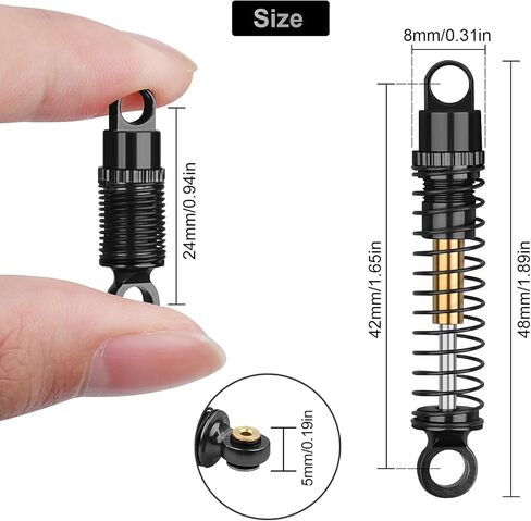 4Pcs 1/24 RC Shocks Set 43mm Aluminum Shocks Absorber for Axial SCX24 Bronco Gladiator Deadbolt JLU C10 1/24 RC Crawler Cars Replacement Parts (Red) in Saudi Arabia