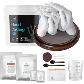 Hula Home XL DIY Hands Casting Kit for Up to 6 People (Adults and Childrens) | Includes Wood Base | Statue Molding Kit | Hand Mold Keepsake Sculpture Kit for Birthday, Wedding, Anniversary in Kuwait