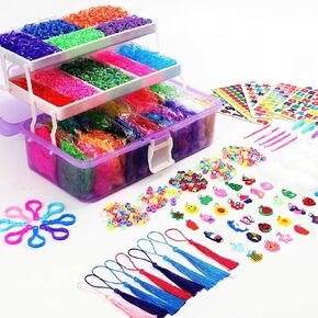 YITOHOP 15000+ Loom Rubber Bands Bracelet Kit, Rubber Bands for Bracelet Making Kit,Loom Bracelet Making Kit with 3 Layer Container,30 Colors,380 Beads, Charms Hooks Tools in Saudi Arabia