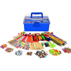 Arts Craft Supplies for Kids, 1000+ PCS Toddler DIY Craft Art Supply Set Include Pipe Cleaners, Pom Poms, Storage Box, 2025 Christmas Holiday Gift for 4-12 Years Old Boys and Girls in Kuwait