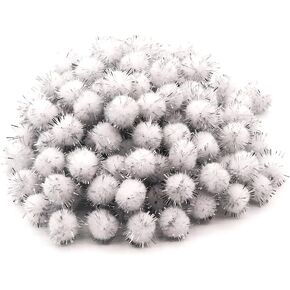100pcs Glitter Tinsel Pom Poms Sparkle Balls for DIY Craft/Party Decoration/Cat (1CM 200PCS) in Saudi Arabia
