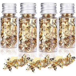 Serlium Edible Gold Leaf, Gold Leaf Cake Decoration Gold Flakes Food Gold Foil Decoration Baking Gold Foil Decor Chocolates Decor Gold Leaf Sheets for Cooking Dessert Decoration Crafts Makeup (2Pcs) in Saudi Arabia