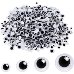 1000 Pcs Craft Eyes Self Adhesive Craft Stickers Wiggle Googly Eyes Comes in Black and White and VariousSizes Google Eyes for Crafts DIY Crafts Decoration (6/8/10/12mm) in Saudi Arabia