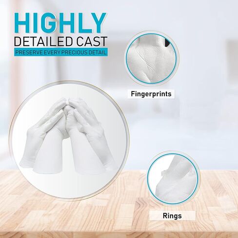 Hula Home XL DIY Hands Casting Kit for Up to 6 People (Adults and Childrens) | Includes Wood Base | Statue Molding Kit | Hand Mold Keepsake Sculpture Kit for Birthday, Wedding, Anniversary in Kuwait