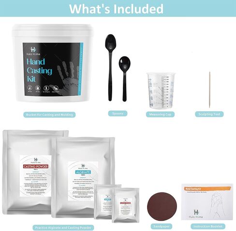 Hula Home XL DIY Hands Casting Kit for Up to 6 People (Adults and Childrens) | Includes Wood Base | Statue Molding Kit | Hand Mold Keepsake Sculpture Kit for Birthday, Wedding, Anniversary in Kuwait