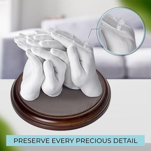 Hula Home XL DIY Hands Casting Kit for Up to 6 People (Adults and Childrens) | Includes Wood Base | Statue Molding Kit | Hand Mold Keepsake Sculpture Kit for Birthday, Wedding, Anniversary in Kuwait