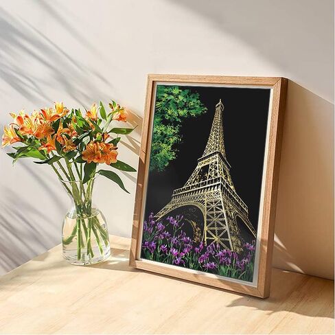 Scratch Painting Kits for Adults & Teens, Craft Art Set, Rainbow Scratch Art Painting Paper, Sketch DIY Night View Scratchboard, 16'' x 11.2'' Creative Gift with 3 Tools kit (Castle / Amusement Park) in Kuwait