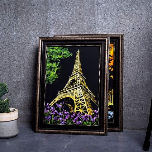 Scratch Painting Kits for Adults & Teens, Craft Art Set, Rainbow Scratch Art Painting Paper, Sketch DIY Night View Scratchboard, 16'' x 11.2'' Creative Gift with 3 Tools kit (Castle / Amusement Park) in Kuwait
