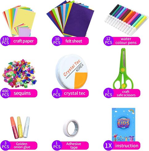 Itopstar 3000 Kids Arts and Crafts Supplies for Kids Girls Crafting Supply in 3 Layered Plastic Art Box All in One Kids Ages 4 5 6 7 8 9 10 11 & 12 Year Old Girls & Boys Crafting Supply Set in Saudi Arabia