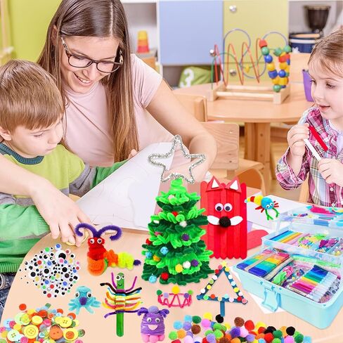 Itopstar 3000 Kids Arts and Crafts Supplies for Kids Girls Crafting Supply in 3 Layered Plastic Art Box All in One Kids Ages 4 5 6 7 8 9 10 11 & 12 Year Old Girls & Boys Crafting Supply Set in Saudi Arabia