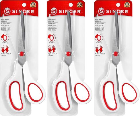 SINGER Fabric Scissors with Comfort Grip, 1-pack, Red & White in Kuwait