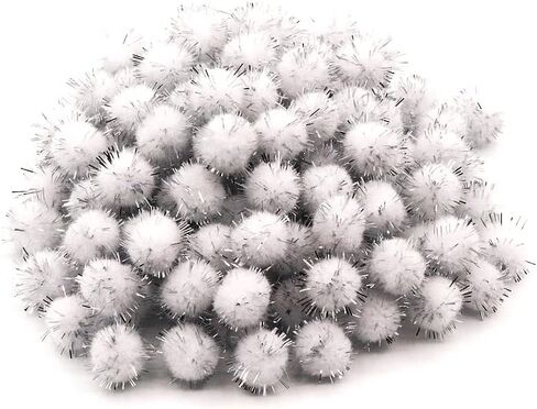 100pcs Glitter Tinsel Pom Poms Sparkle Balls for DIY Craft/Party Decoration/Cat (1CM 200PCS) in Kuwait