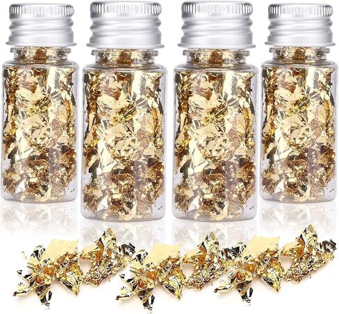 Serlium Edible Gold Leaf, Gold Leaf Cake Decoration Gold Flakes Food Gold Foil Decoration Baking Gold Foil Decor Chocolates Decor Gold Leaf Sheets for Cooking Dessert Decoration Crafts Makeup (2Pcs) in Saudi Arabia